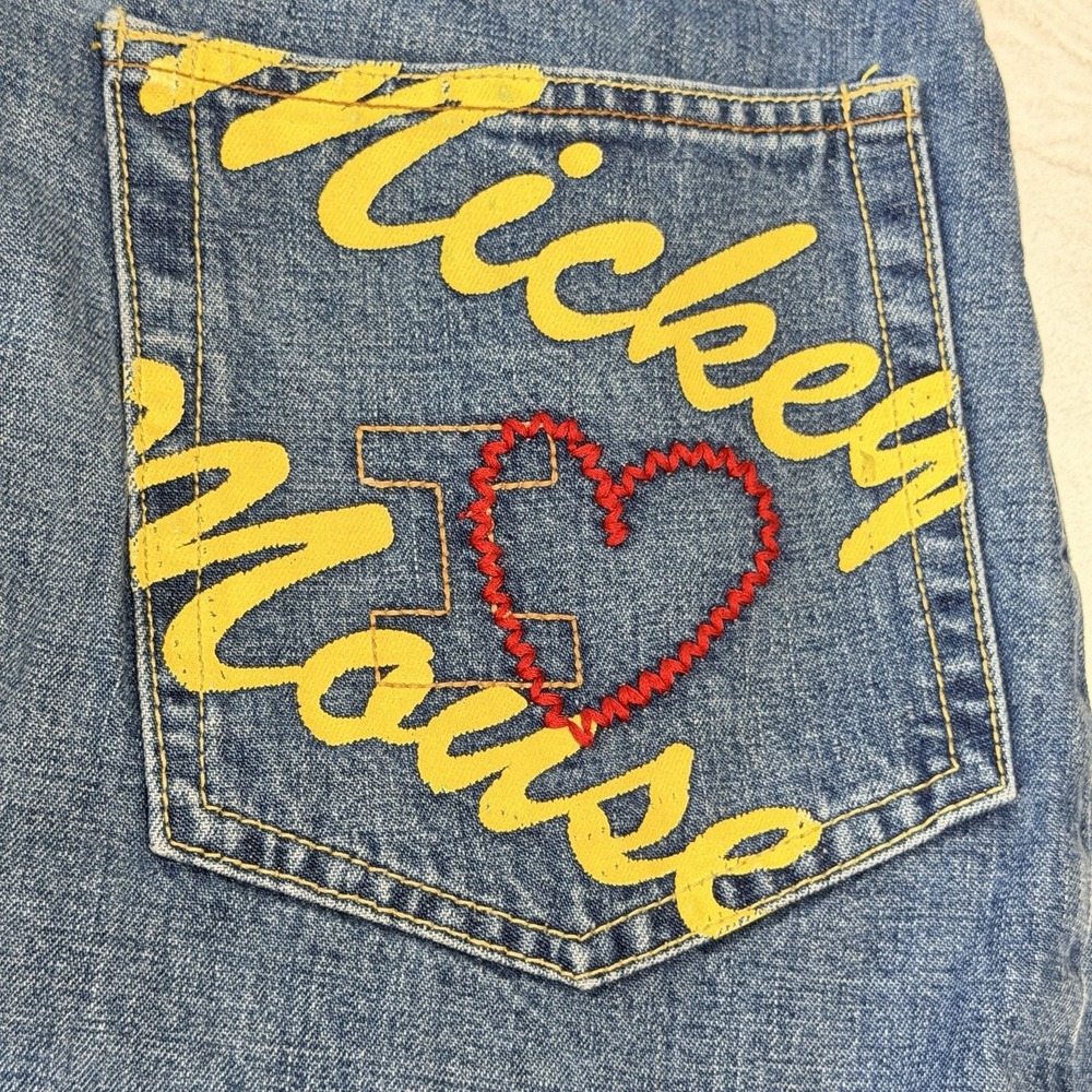 VTG Y2K Disney Denim Mini Skirt Mickey Mouse Back Patch Graphic USA M Nostalgic - Picture 5 of 7